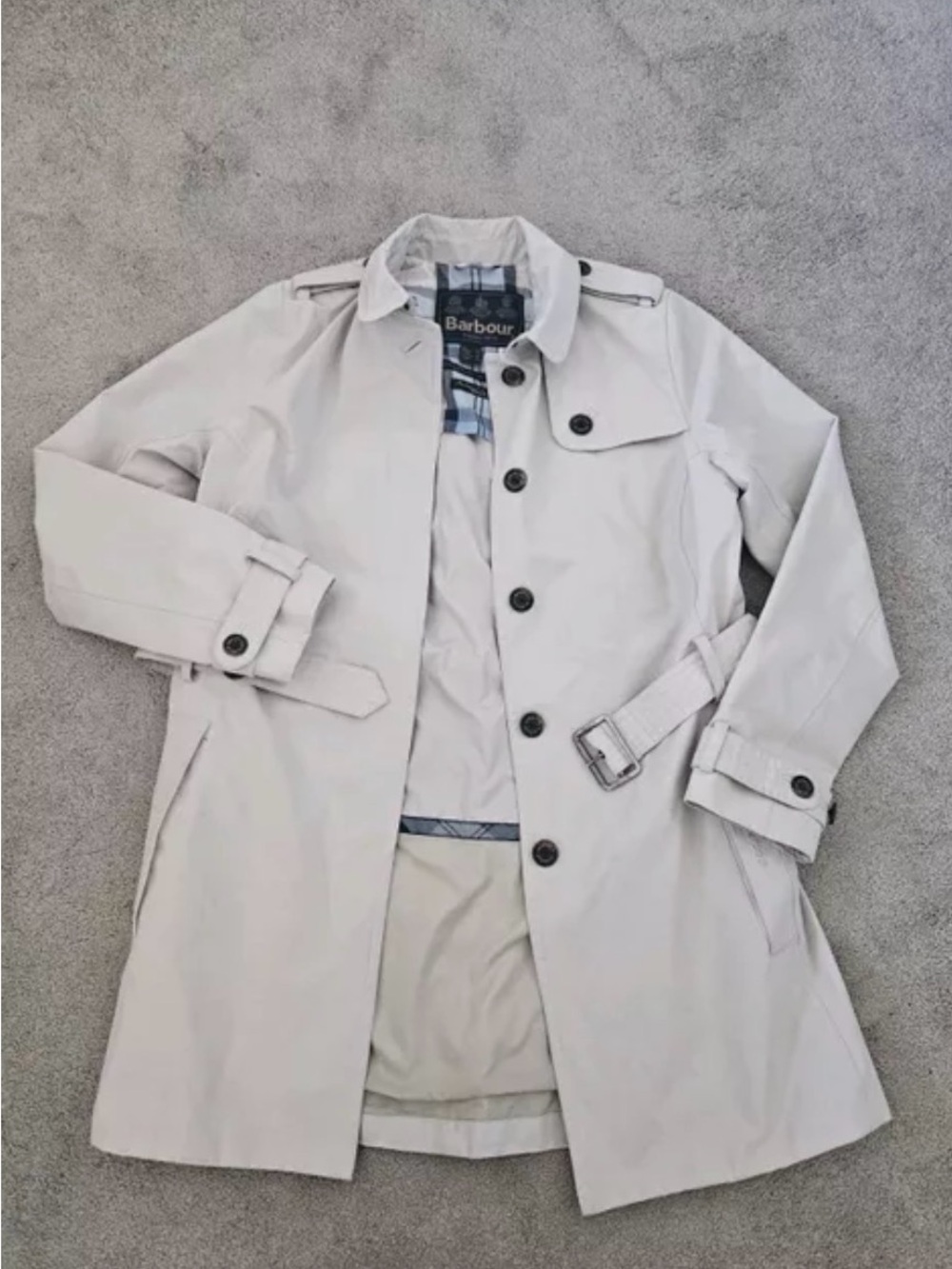 Barbour Cream Belted Trench Coat
